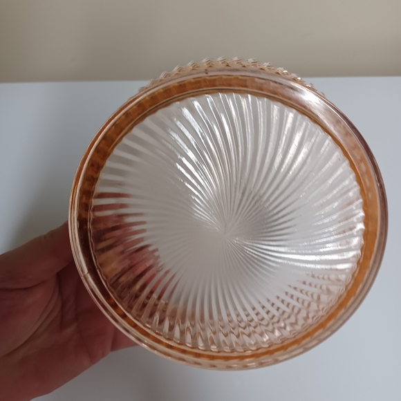 VINTAGE PINK DEPRESSION GLASS SWIRL DESIGN CANDY DISH BOWL - Picture 4 of 4